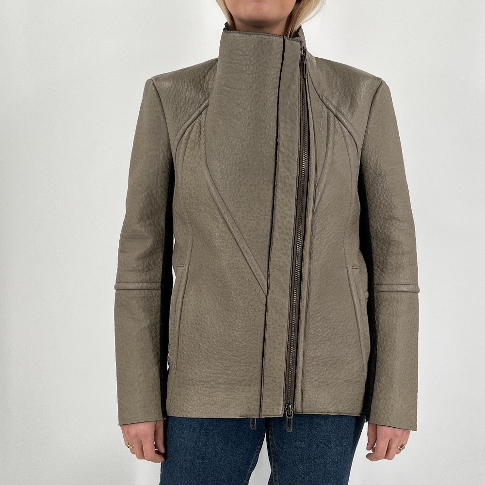 TASHA TARNO Textured Real Leather jacket